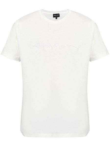 Broderet t-shirt Giorgio Armani hvid