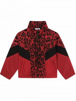 Sport leopard lang jakke for jenter Dolce & Gabbana Kids rød