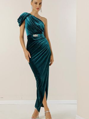 Sukienka długa sztruksowa drapowana By Saygı