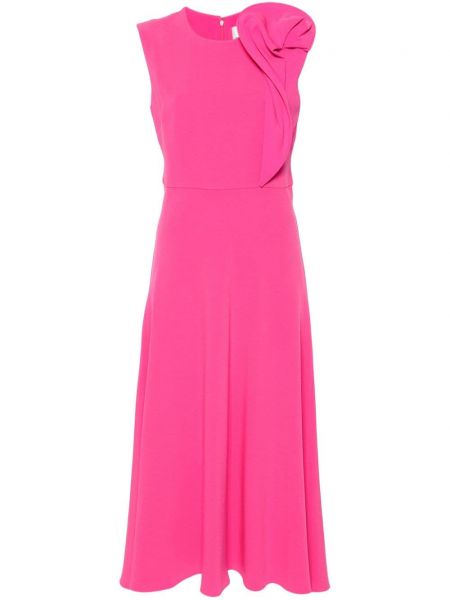 Φλοράλ μίντι φόρεμα από κρεπ Roland Mouret ροζ