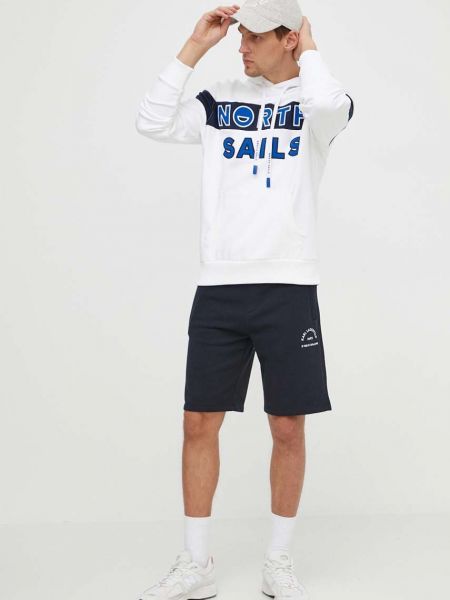 Pamučna hoodie s kapuljačom North Sails bijela