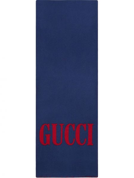 Bufanda de lana de seda de tejido jacquard Gucci azul