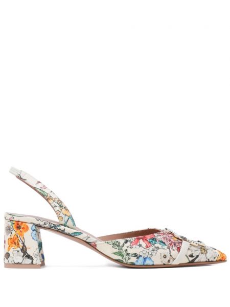 Pantofi cu toc cu model floral cu imagine Malone Souliers alb