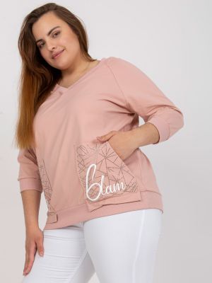 Bluză cu inscripții cu aplicații Fashionhunters roz