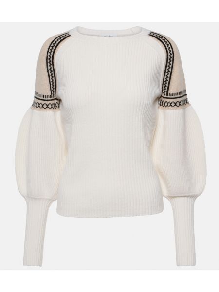 Кашемировый шерстяной свитер Max Mara белый
