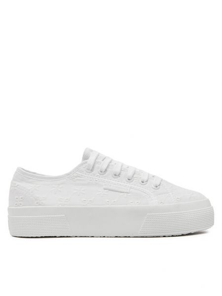 Ниски обувки на цветя Superga бяло