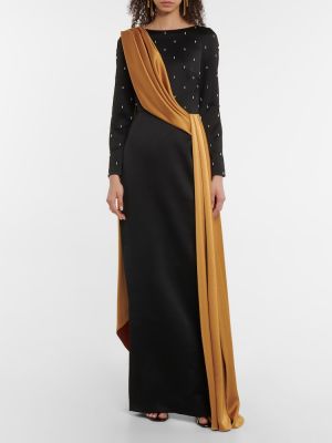 Drapované saténové dlouhé šaty Rasario