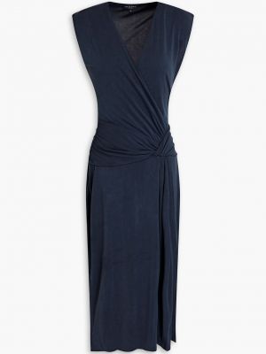 Платье миди Christy из смесового джерси с запахом и эффектом модала RAG & BONE синий