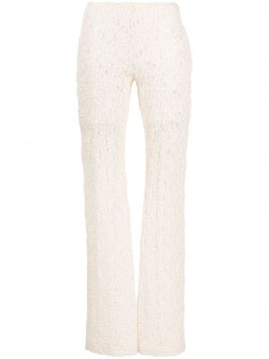 Pantaloni cu model floral din dantelă Chloé alb