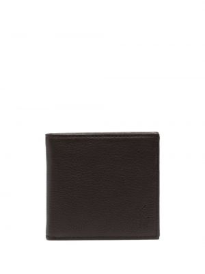 Brązowy haftowany portfel bawełniany z nadrukiem Polo Ralph Lauren