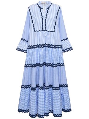 Sukienka długa bawełniana w paski Flora Sardalos niebieska