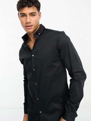 Черная рубашка с длинными рукавами и вышивкой River Island