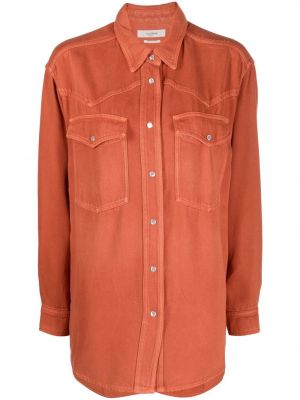 Koszula jeansowa z lyocellu Isabel Marant Etoile pomarańczowa
