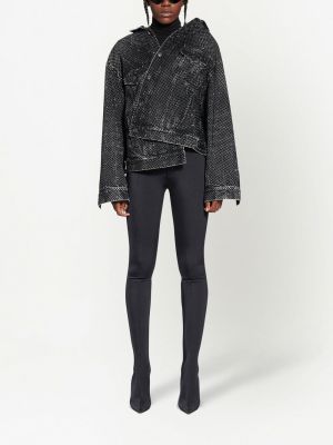 Veste en jean à imprimé Balenciaga noir