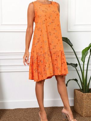 Sukienka bez rękawów z falbankami Armonika pomarańczowa
