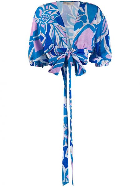 Blusa con estampado con estampado abstracto Emilio Pucci azul