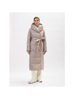 Пальто Electrastyle, демисезон/зима, силуэт прямой, удлиненное, 42 бежевый