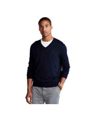 Sweter slim fit z wełny merino Polo Ralph Lauren niebieski