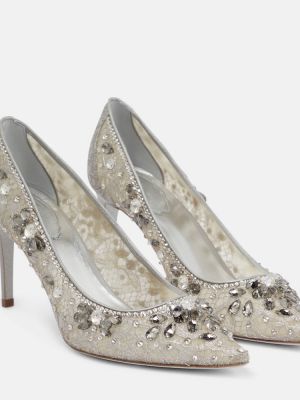 Spets pumps Rene Caovilla silver