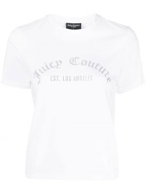 Памучна тениска с кристали Juicy Couture бяло
