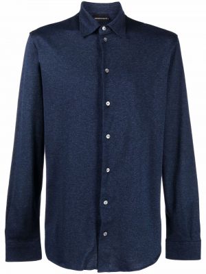 Camisa de tejido jacquard Emporio Armani azul