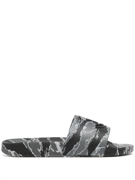 Maskáčové polobotky s potiskem Moncler šedé
