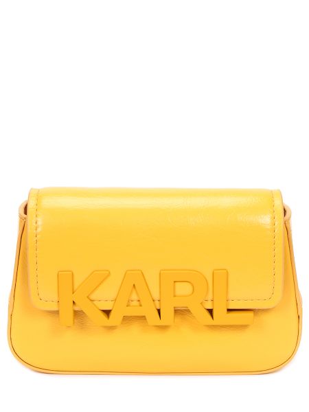 Кожаная сумка через плечо Karl Lagerfeld желтая