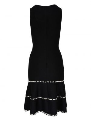 Midi šaty s perlami Carolina Herrera černé