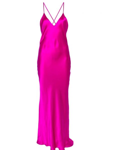 Selyem hosszú ruha Pierre-louis Mascia rózsaszín