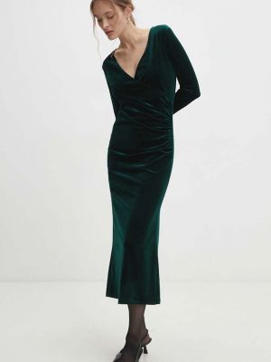 Welurowa sukienka długa dopasowana Answear Lab zielona