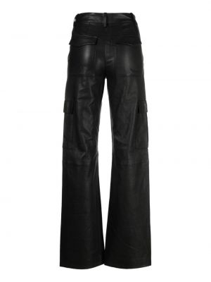 Kožené rovné kalhoty Sprwmn černé