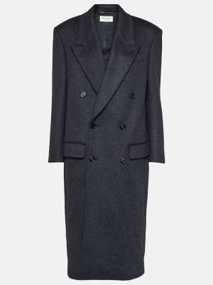Oversized vlnený kabát Saint Laurent sivá