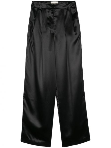 Saténové rovné kalhoty Loulou Studio černé