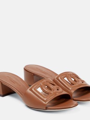 Kožené sandále Dolce&gabbana hnedá