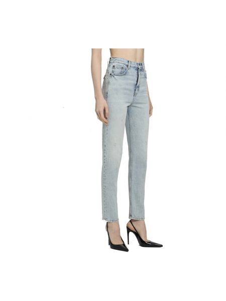 Jeansy skinny z wysoką talią bawełniane Saint Laurent niebieskie