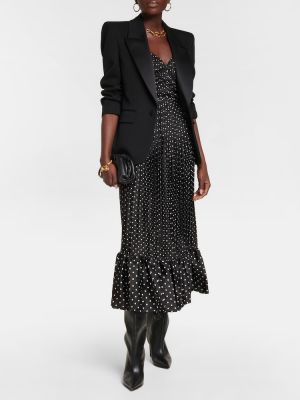 Bodkované midi šaty Polo Ralph Lauren čierna