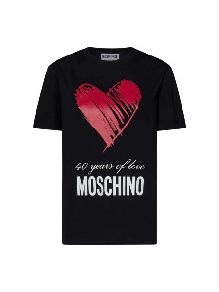Koszulka z nadrukiem w serca Moschino czarna
