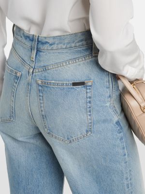 Voľné džínsy s vysokým pásom Saint Laurent modrá