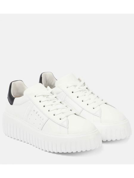 Plattform randig läder sneakers Hogan vit