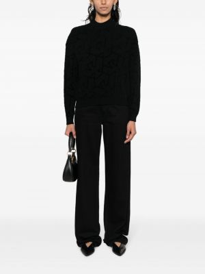 Jacquard sweatshirt mit rundem ausschnitt Emporio Armani schwarz