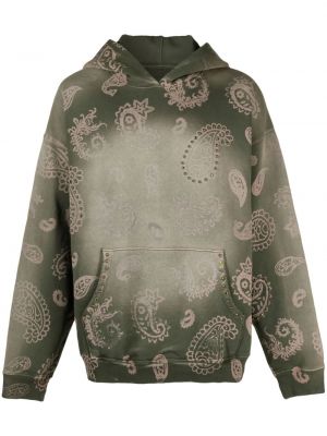 Bluza z kapturem bawełniana z nadrukiem z wzorem paisley Alchemist zielona