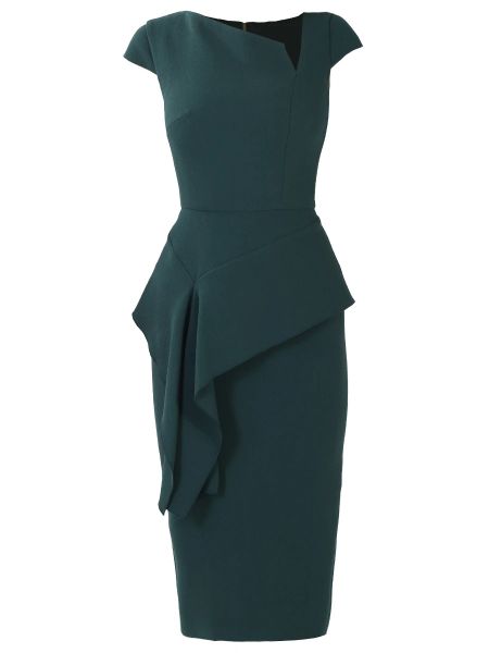 Шерстяное вечернее платье Roland Mouret зеленое