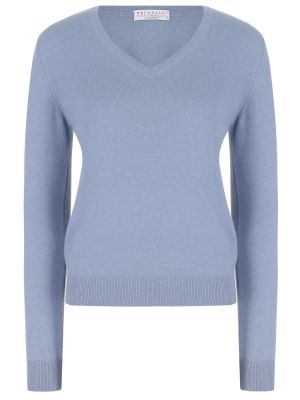 Кашемировый пуловер Brunello Cucinelli голубой