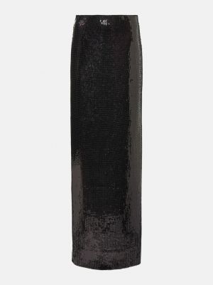 Длинная юбка с пайетками с сердечками Galvan черная