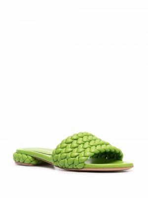 Sandały skórzane plecione Gianvito Rossi zielone
