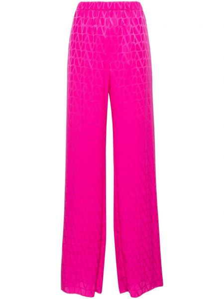 Μεταξωτό παντελόνι Valentino Garavani ροζ
