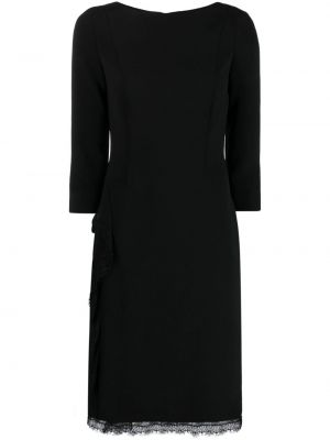 Копринена коктейлна рокля с дантела Alberta Ferretti черно