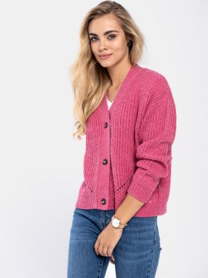 Džemperis ar melanža rakstu Volcano rozā