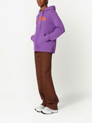 Bavlněná mikina s kapucí s potiskem Valentino fialová