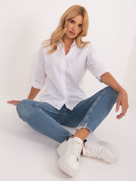 Πουπουλένιο πουκάμισο με κουμπιά Fashionhunters λευκό